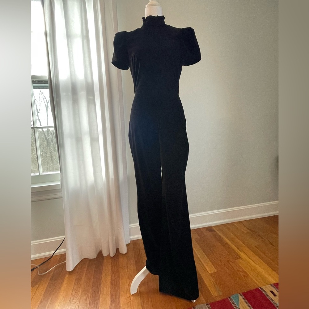 Alice + Olivia Classic Black Velvet Jumpsuit